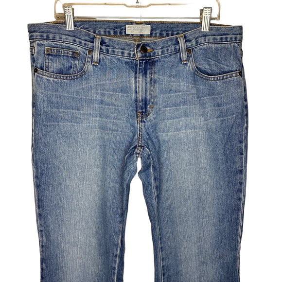 Vintage American Eagle Blue Denim Flare Hipster Y2K 5 Pocket Jeans 12 Long - Picture 2 of 9